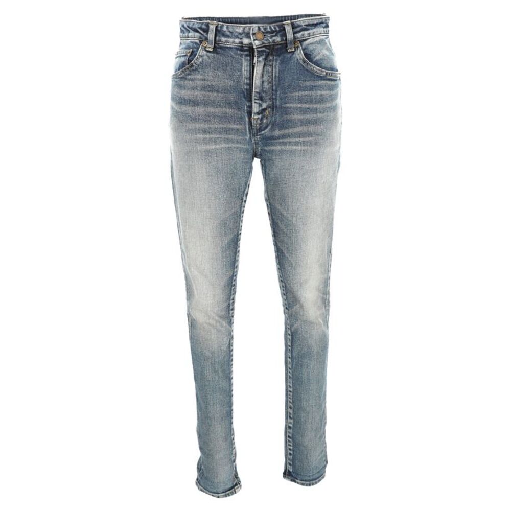 Saint Laurent Slim Light Wash Jeans in Light Blue Denim